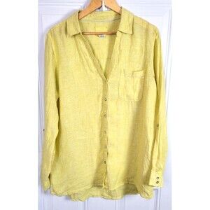 Sigrid Olsen Long Sleeve Linen Button-Up Shirt Size L